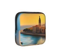 Sunset in Barcelona - Bolsa de almacenamiento a prueba de épocas, funda de viaje de higiene femenina para toallas sanitarias, bolsa mensural discreta para bolso de oficina