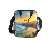 Sunset in Barcelona - Bolso de hombro transparente con cremallera y correa para el hombro para mujeres y hombres, trabajo, compras