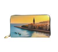 Sunset In Barcelona - Cartera larga con cremallera para mujer, 7.48 x 4.13 pulgadas, viene con ranuras para tarjetas de crédito en el interior, ligera y duradera., Negro -, Talla única, Moderno