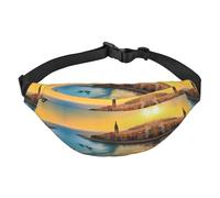 Sunset in Barcelona - Riñonera de viaje a la moda, adecuada para deportes, correr, ciclismo, viajes, pesca, para niños, color negro, talla única