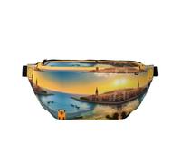 Sunset in Barcelona - Riñonera para correr, soporte para teléfono sin rebote para gimnasio, bolsa cruzada impermeable con correa ajustable