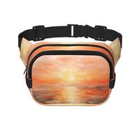 Sunset in Oil - Bolso cruzado de moda con estampado de aceite, bolsa de cintura de senderismo, bolsa de hombro cuadrada de doble capa para viajes y fitness