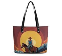 Sunset in Outer Space - Bolsa de piel para mujer, asa superior, bolso de mano, bolso de viaje, bolso de hombro, Vaquero Oeste, 29*34*14cm