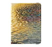 Sunset Lake Fisherman Silhouette - Cartera de piel para pasaporte y tarjeta de vacunación, organizador de documentos de viaje, protector para pasaporte, esencial e impermeable