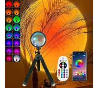 Sunset Lamp Pro 16 Colores RGB Aplicación y Mando Control Remoto Rotación 360º Trípode Flexible Lampara LED RGB Puesta de Sol Rainbow Lamp Luz Ambiente Dormitorio Luces Atardecer (Trípode Ajustable)