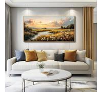 Sunset Landscape Canvas Wall Art Farmhouse Pictures Artwork Posters Prints Aesthetic For Living Room Bedroom Decor(30x60cm/Inner frame)