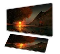 Sunset Maple Leaf Mouse Pad, Game Keyboard Pad, Anime MousePad XXL 3 mm Rubber Anti slip Base Smooth Surface - Suitable for Home MousePad Red Landscape DesktopMousePad (80×40×0.3c'm)