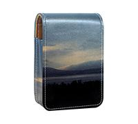 Sunset Mountain Dark Clouds - Estuche portátil para lápiz labial, mini caja de almacenamiento de lápiz labial con espejo para mujer, Varios colores, 9.5x2x7 cm/3.7x0.8x2.7 in