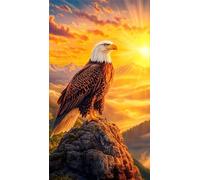 Sunset Mountain Eagle Diamond Art Kits,5D Diamond Painting Kits for Adults,DIY Full Round Drill diamond painting kits For Beginners Rhinestone Embroidery Picture Art for Home Decor 20x50 cm