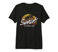 Sunset My Favorite Color Puesta de Sol Surfista Palmeras Camiseta Premium