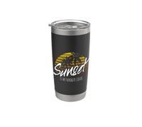 Sunset My Favorite Color Puesta de sol Surfista Palmeras Vaso térmico de acero inoxidable de doble pared