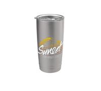 Sunset My Favorite Color Puesta de sol Surfista Palmeras Vaso térmico de acero inoxidable de doble pared