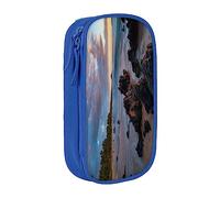 Sunset Ocean Beach Reef Palm Tree Landscape Estuche para lápices Estuche para lápices Estuche para bolígrafos Caja de papelería Caja de almacenamiento Organizador Bolsa Azul, color,