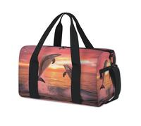 Sunset Ocean - Bolsa de deporte con diseño de delfín, para fin de semana, para la noche, para viajes, gimnasio, para niños, niñas, niños, mujeres y hombres