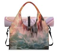 Sunset Oceans - Bolsa de lona deportiva con compartimento para zapatos, para fin de semana, noche, para gimnasio, yoga, viajes, color, L, Bolsa de viaje