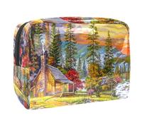 Sunset on The Lake - Neceser de viaje para mujer, bolsa de aseo grande de PVC para maquillaje, práctica bolsa organizadora con cremallera, multicolor, 18.5x7.5x13cm/7.3x3x5.1in, Neceser