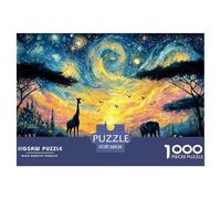 Sunset Over African Savannah 1000 Stück Ökopapier Puzzle Wild Animals Lebendige Bilder Familienspiel Puzzles Als Wohnaccessoires 38x26cm/1000pcs
