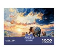 Sunset Over African Savannah 1000 Stück Premium-Karton Puzzle Wild Animals Lebendige Bilder Familienspiel Puzzles Als Geburtstagsgeschenke 52x38cm/1000pcs