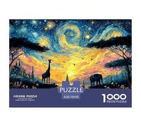 Sunset Over African Savannah 1000 Stück Premium-Karton Puzzle Wild Animals Lebendige Bilder Familienspiel Puzzles Für Erwachsene Und Kinder 70x50cm/1000pcs