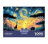 Sunset Over African Savannah 1000 Stück Stabiler Karton Puzzle Wild Animals Lebendige Bilder Familienspiel Puzzles Für Erwachsene Und Kinder 52x38cm/1000pcs