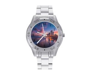 Sunset Over Tel Aviv Beach Israel - Reloj de pulsera analógico de cuarzo para hombre, correa de acero inoxidable, reloj de pulsera de negocios