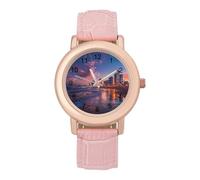 Sunset Over Tel Aviv Beach Israel - Reloj de pulsera para mujer, elegante, analógico, de cuarzo, correa de piel