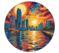 Sunset Over The Harbour 1000 Piezas Redondo Puzzle Creativo Descompresión Rompecabezas Circular Juego para Niños Adultos 1000pcs (67.5x67.5cm)