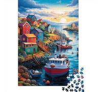 Sunset Over The Harbour Jigsaw Puzzles Puzzle for Adults Kids. 1000 Piece Impossible Challenge Toy Educational Game Home Decoration for Educational Games Gifts 1000pcs (75x50cm)