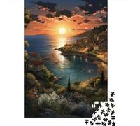 Sunset Over The Harbour Jigsaw Puzzles Puzzles for Adults Kids. 1000 Pieces Impossible Challenge Toy Educational Game Home Decoration for Educational Games Gifts 1000pcs (75x50cm)