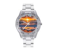 Sunset Over The Ocean Love - Reloj de pulsera de acero inoxidable para hombre, de negocios, relojes personalizados para mujer