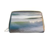 Sunset Over The Waves - Bolsa de cosméticos portátil y bolsa de cosméticos de viaje, unisex, cierre de cremallera, adecuada para uso diario, White, Talla única