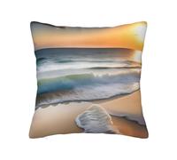 Sunset Over The Waves - Funda de almohada cuadrada de felpa de 61 x 61 cm, adecuada para el hogar, sala de estar, dormitorio y fundas de almohada interiores de coche.