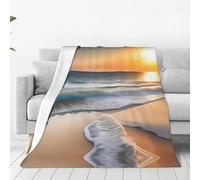 Sunset Over The Waves - Manta de franela ultrasuave para el hogar, manta de siesta, tapete de picnic para camping, 40 x 30 pulgadas
