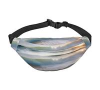 Sunset Over The Waves - Riñonera para hombre y mujer, y bolsa cruzada con cinturón ajustable para correr, viajar, deportes, senderismo, Black, Talla única