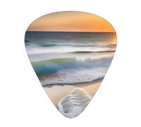 Sunset Over The WavesGuitar - Juego de 12 púas de 3 grosores con funda para bajo, guitarra eléctrica y mucho más.