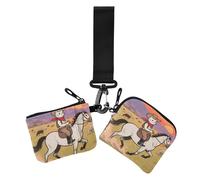 Sunset Prairie Cowboy Cat - Monederos para mujer, monederos pequeños y portátiles con llavero para mujer, 2 unidades, Sunset Prairie Cowboy Cat, 1 size, Casual