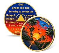 Sunset Road - Moneda de sobriedad de 5 años, monedas AA de afirmación, moneda sobria de cinco años de recuperación de adicciones, símbolo de aniversario de recuperación, regalos de sobriedad NA AA