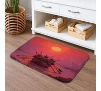 Sunset Rowing - Tapete de baño de secado rápido, diseño artístico de paisaje rojo y naranja, absorbente, antideslizante, de espuma viscoelástica, lavable, para baño, baño, baño, decorativo, 16 x 24