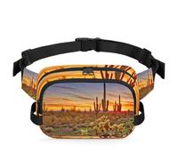 Sunset Saguaros - Riñonera multifunción con diseño de cactus para viajes, deportes, correr, cactus, tropical, riñonera, riñonera, bolsa de cinturón para mujeres, hombres, niñas y niños, color, XL,