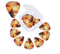 Sunset Sailboat - Púas de guitarra de celuloide de diferentes grosores, paquete de 12 púas de guitarra con caja de almacenamiento personalizada para púas de guitarra acústica