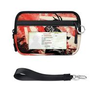 Sunset Samurai Katana - Mini funda para tarjetas con cremallera para mujeres y hombres, con ventana de identificación, cartera samurái japonesa, portátil, ligera, pequeña, con cremallera, organizador