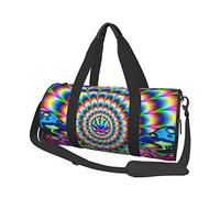 Sunset Scenery - Bolsa de equipaje redonda de gran capacidad, adecuada para ejercicio, viajes, muchas actividades al aire libre, Patrón abstracto de hongos coloridos, Talla única