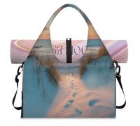 Sunset Sea Beach Dunes - Bolsa deportiva de lona para mujeres y hombres, bolsa de fin de semana con compartimento para zapatos, bolsa de hombro para yoga, gimnasio, viajes, color, L, Organizador de