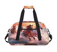 Sunset Sea Beach Running Horses Kids Duffel Bags for Girls Boys, Overnight Weekender Travel Bag 24L Sport Gym Duffel Bag Practice Tote Carry Bag, color, 24 L, Organizador de bolsas