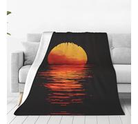 Sunset Silhouette - Manta de franela ultrasuave con estampado de silueta de atardecer, adecuada para camas dobles, sofás, camping y como regalo, (50 x 40 pulgadas)