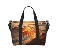 Sunset Sunrise Ocean Sea Print - Bolsa de viaje cruzada con cremallera, bolso casual para viajes de fin de semana y compras al gimnasio, Black, Talla única, Bolsa de viaje