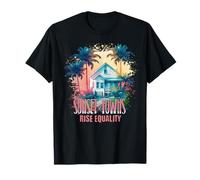 Sunset Towns Igualdad Renace Estilo Retro Cultural Camiseta