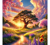 Sunset Tree River Jigsaw Puzzle 70 Pieces 45x45cm/18x18inch, Difficult Jigsaw Puzzles for Adults 70, Beautiful Art Work, Great Festive Puzzle Gift for Men/Women