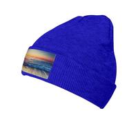 Sunset View On The Beach Shore - Gorro de punto de invierno para hombres y mujeres, gorro cálido para esquí, unisex, azul, Talla única