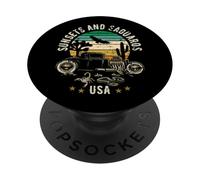 Sunsets and Saguaros, diseño de estilo retro Hotrod en el suroeste de EE. UU. PopSockets PopGrip Adhesivo